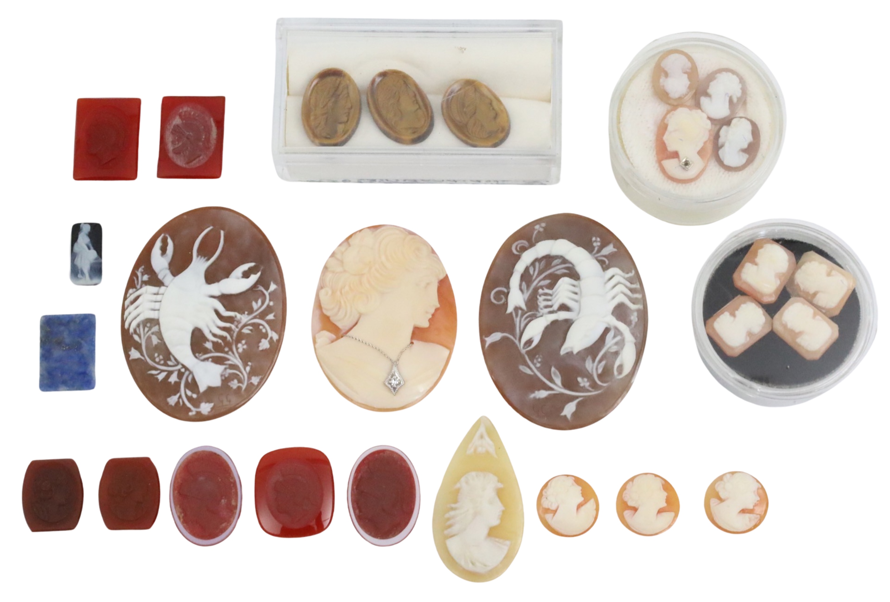 LOT OF UNMOUNTED CAMEOS & ROMAN