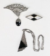 LOT OF VINTAGE STERLING, ONYX