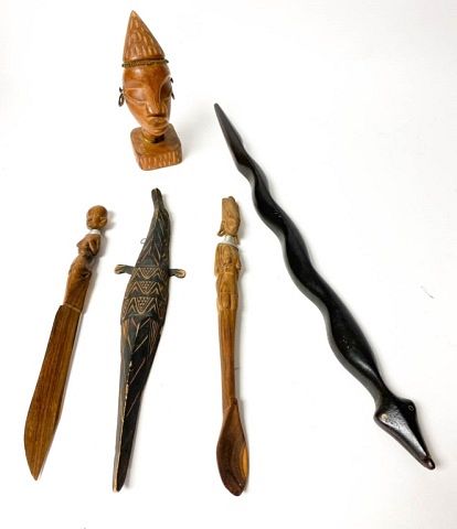 LOT OF WOOD CARVED ITEMSOne dark
