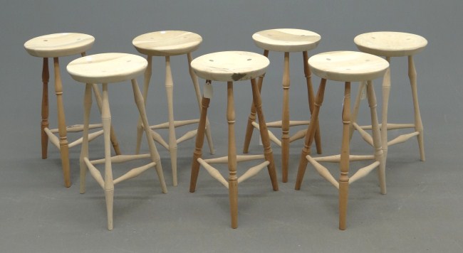 Lot seven stools. 26'' Ht. each.