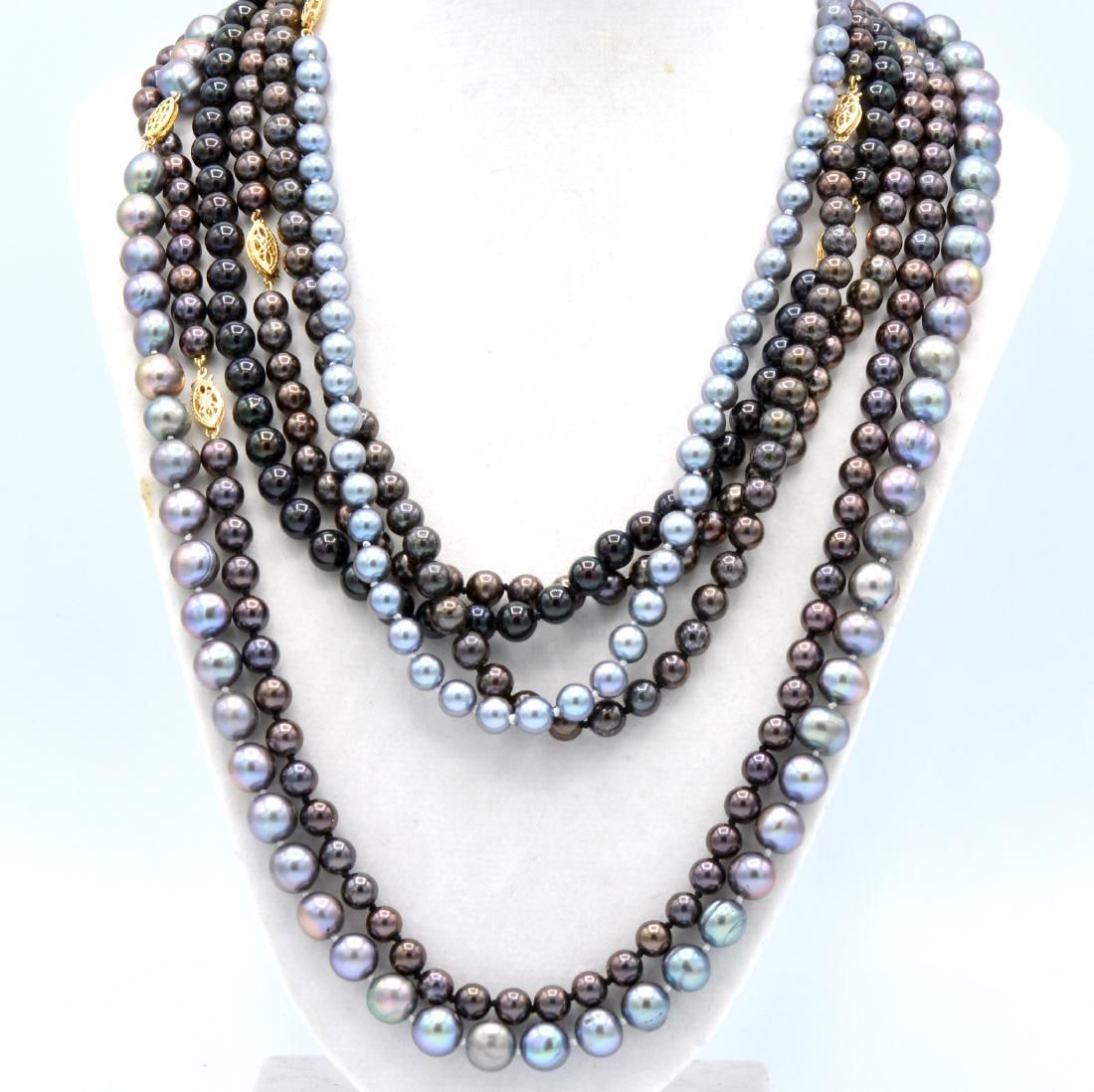 LOT: SIX GREY & BLACK PEARL