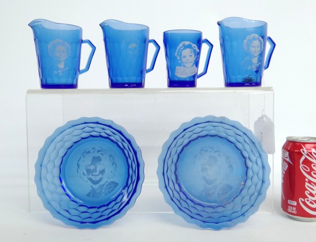 Lot six pcs. Shirley Temple blue