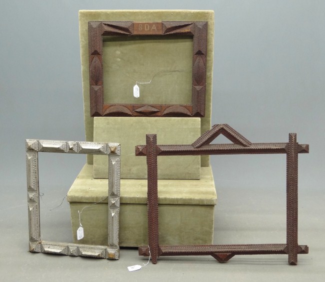 Lot three 19th c. tramp art frames.