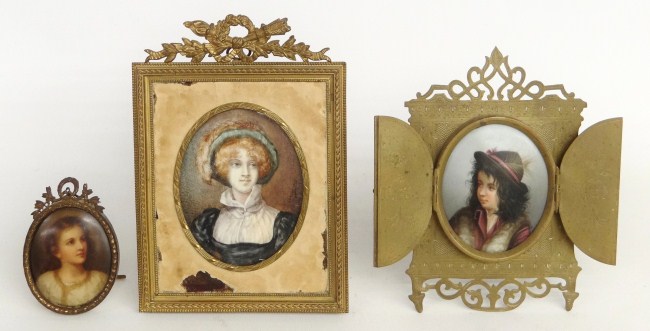 Lot three early miniature portraits