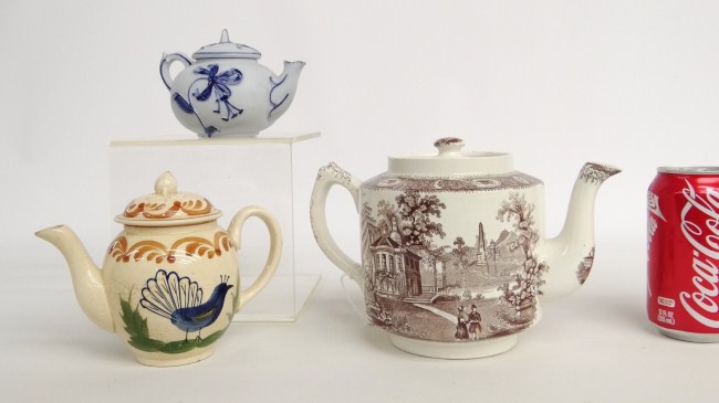 Lot three early teapots including