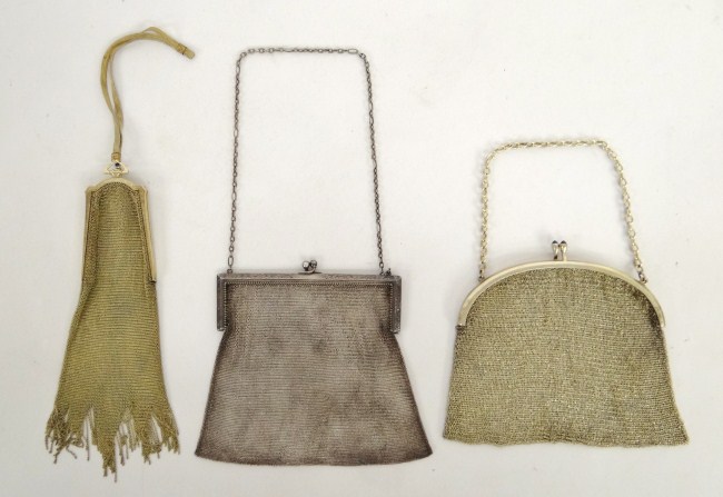 Lot three mesh purses one signed