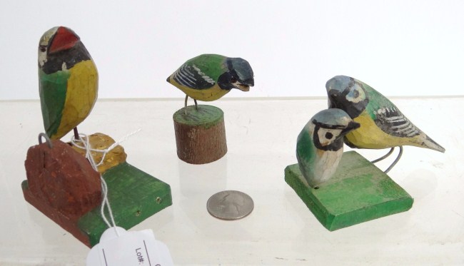 Lot three polychrome painted carved