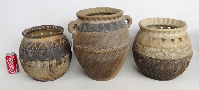 Lot three pottery planters.