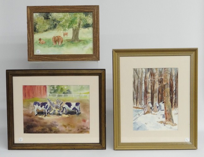Lot three watercolors all signed