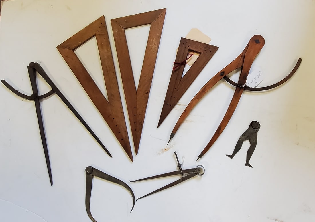 LOT TOOLS, TRIANGLES, CALIPER