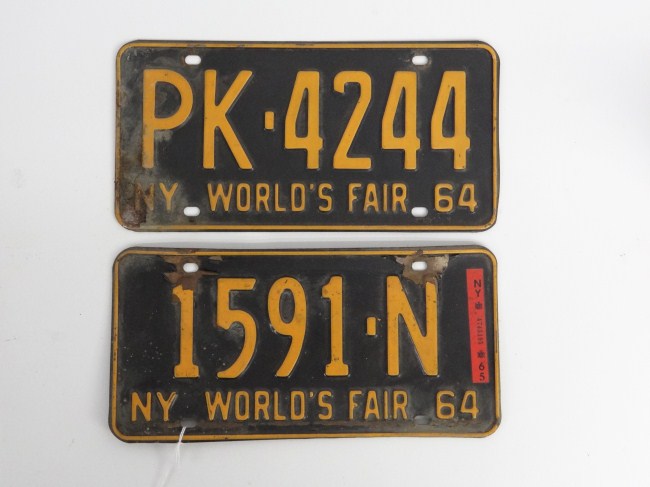 Lot two 1964 Worlds Fair license