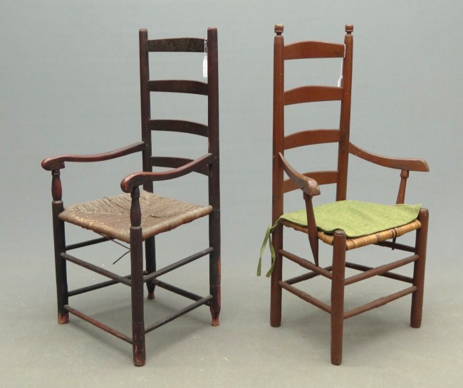 Lot two 19th c. ladderback