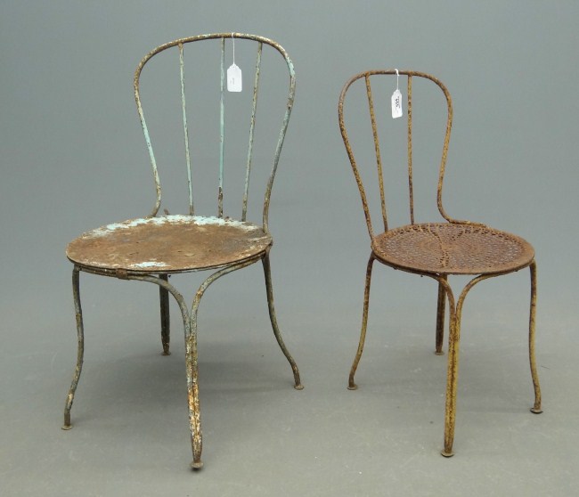 Lot two French metal chairs.