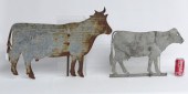 Lot two sheet metal cow weathe