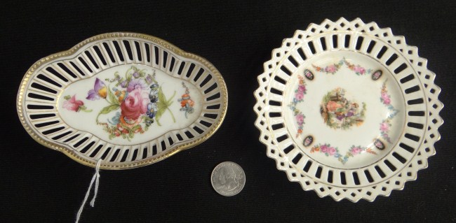 Lot two signed painted porcelain