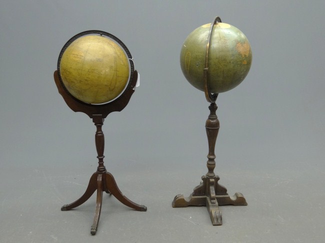 Lot two vintage globes on stands.