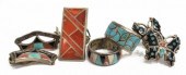 (LOT) ZUNI INLAID SILVER RINGS