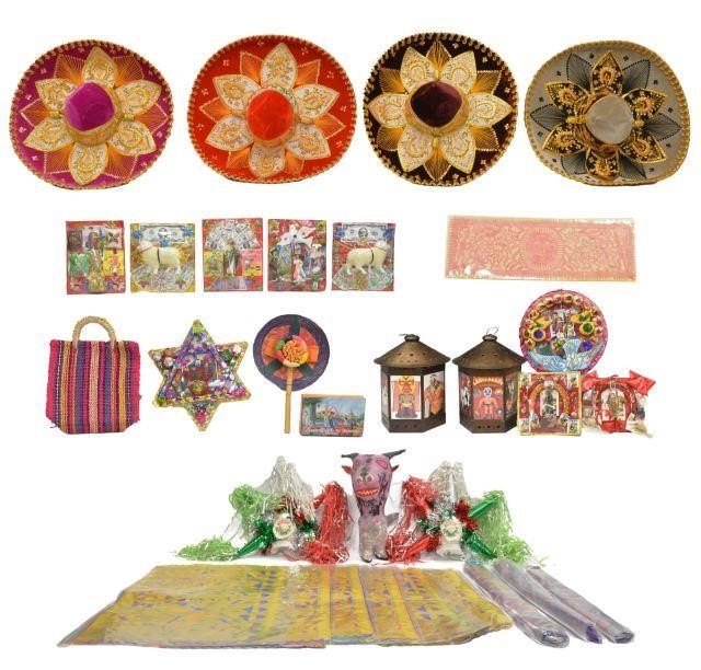 LOT)MEXICAN PARTY ITEMS, SOMBREROS,