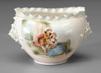 Lotus ware bowl, ruffled and beaded
