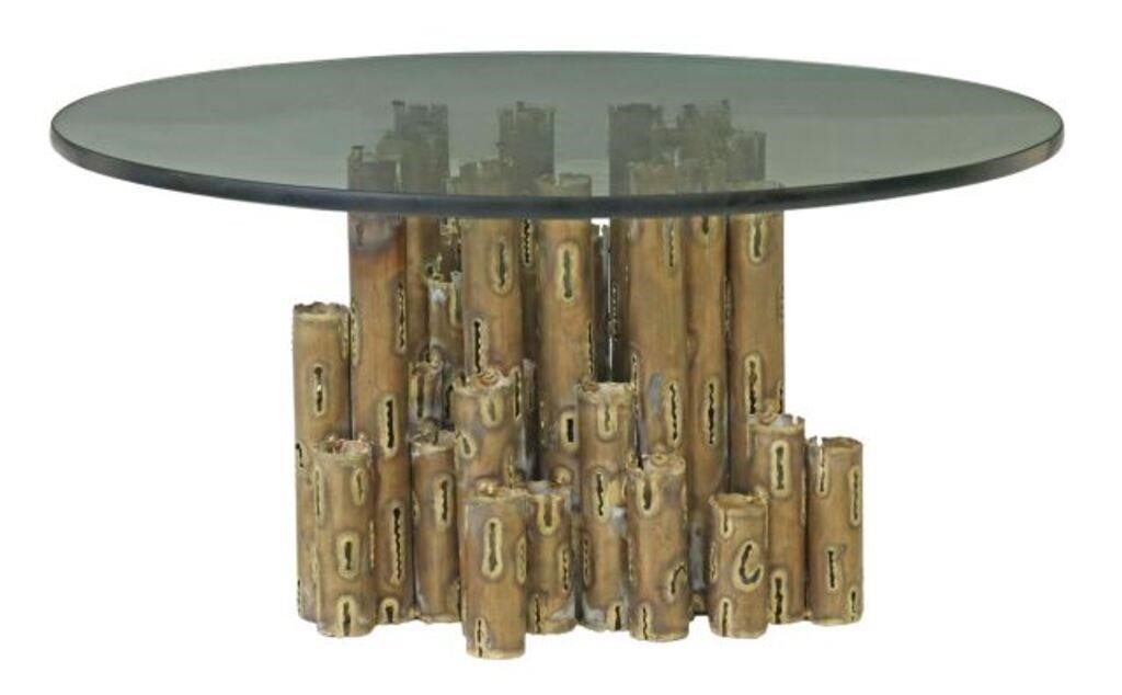 LOU BLASS BRUTALIST GLASS-TOP METAL