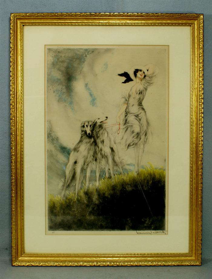Louis Icart, drypoint etching, Joie