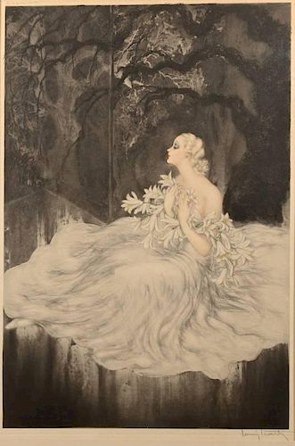LOUIS ICART ETCHING, LILIESLouis