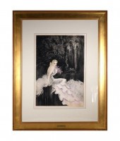 LOUIS ICART, ETCHING, ORCHIDS,
