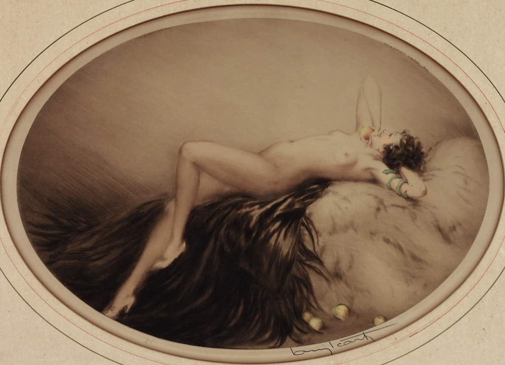 LOUIS ICART LOUNGING NUDE ART