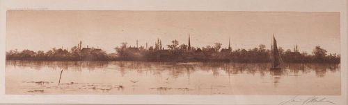 LOUIS K. HARLOW ETCHING "SLOOP ON