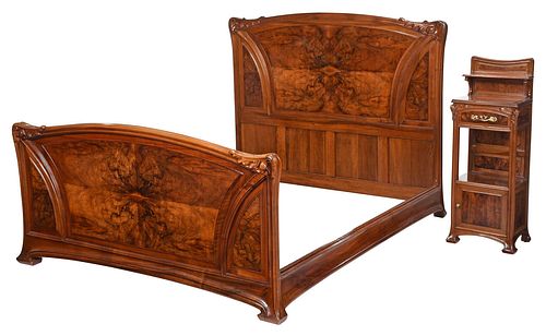 LOUIS MAJORELLE WALNUT BED AND