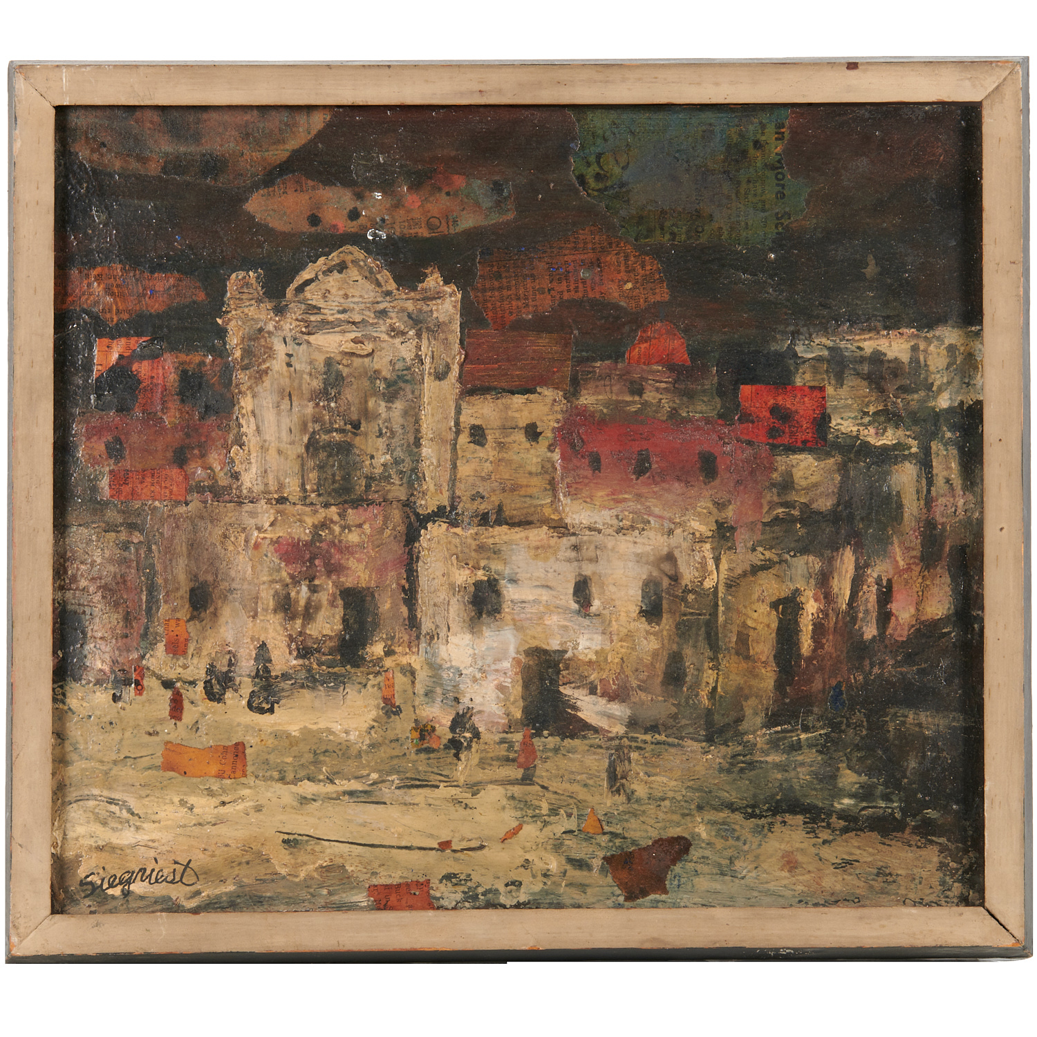 LOUIS SIEGRIEST, OIL AND COLLAGE ON