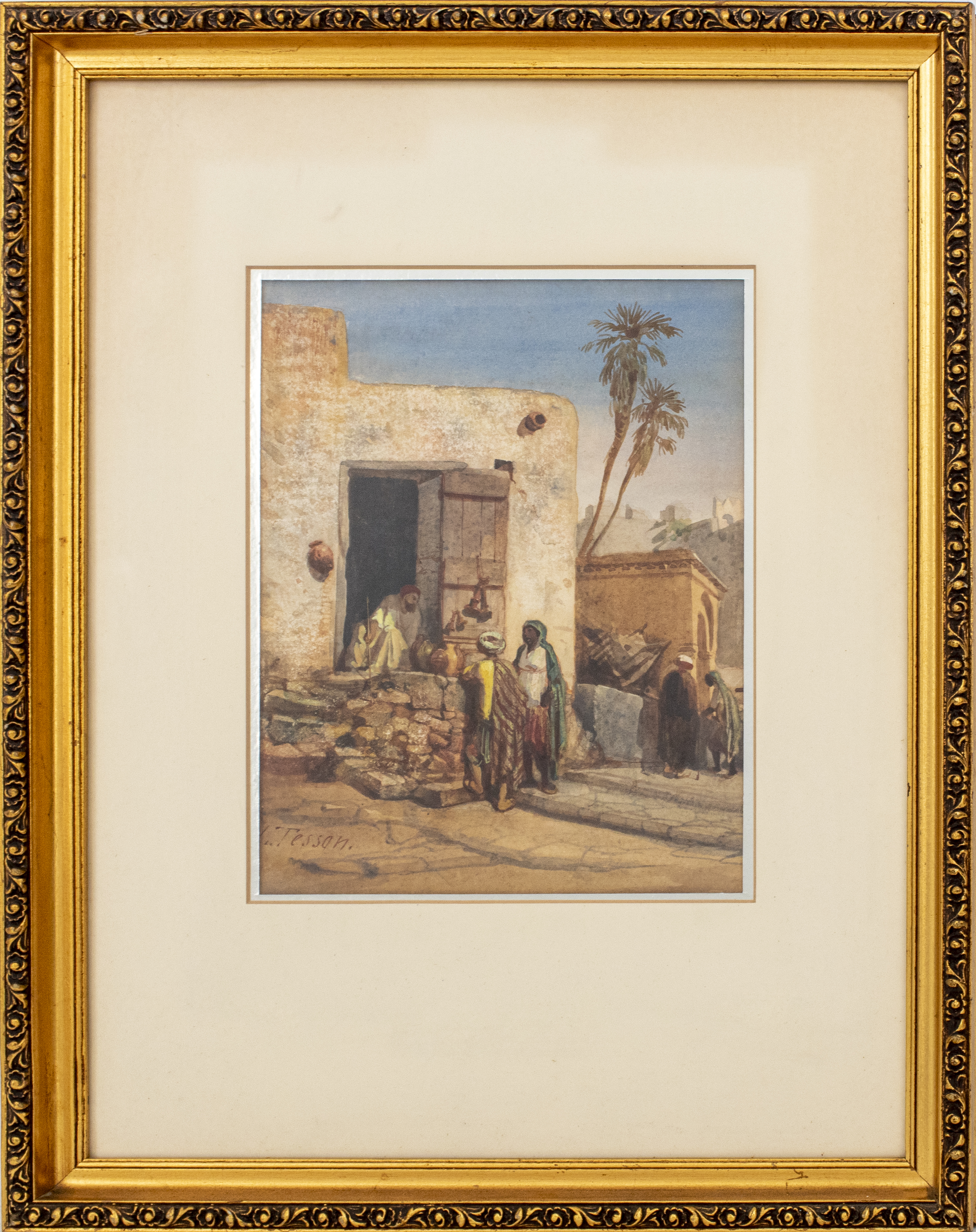 LOUIS TESSON ORIENTALIST GOUACHE ON