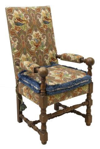 LOUIS XIII STYLE UPHOLSTERED OAK