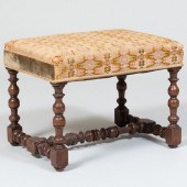 LOUIS XIII TURNED WALNUT STOOL