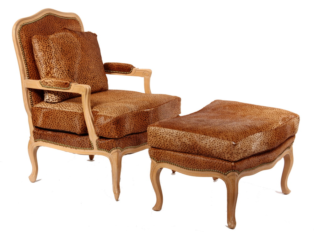 LOUIS XIV STYLE BERGERE & HASSOCK -