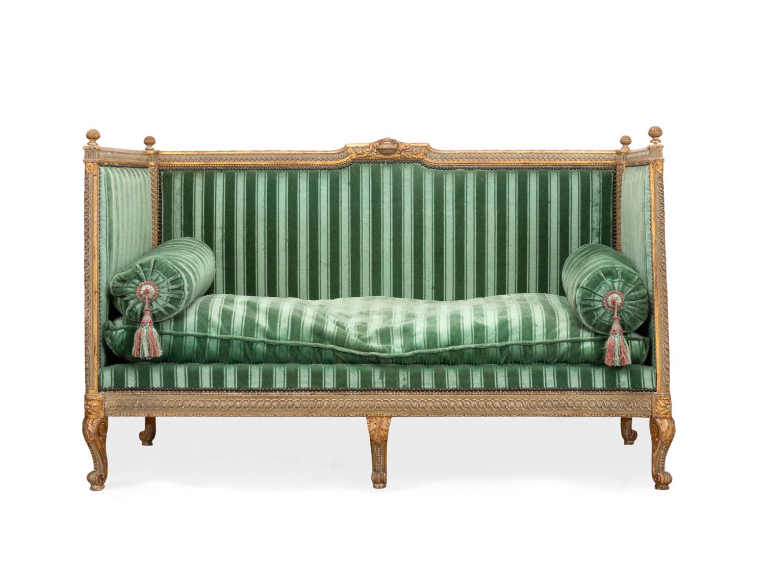 LOUIS XIV STYLE GREEN VELVET ALCOVE