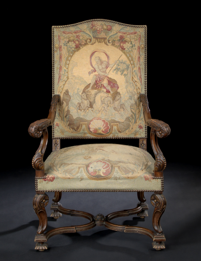 Louis XIV-Style Walnut Fauteuil a