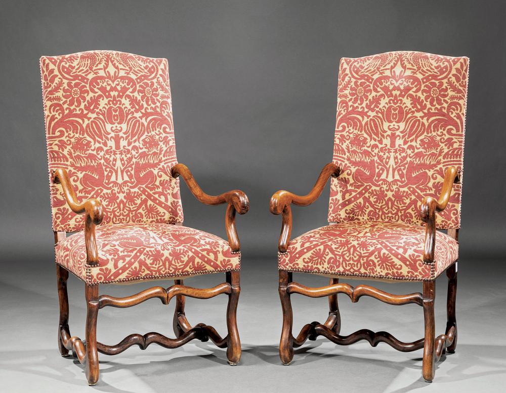 LOUIS XIV-STYLE WALNUT FAUTEUILS