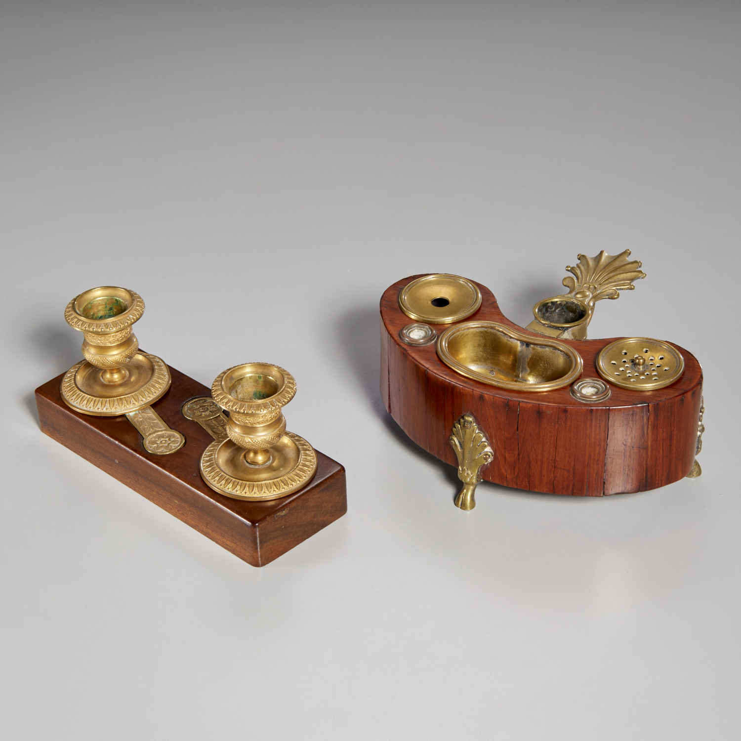 LOUIS XV BRONZE AND WOOD ECRIER AND