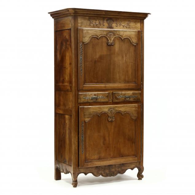 LOUIS XV CARVED CHERRY ARMOIRE