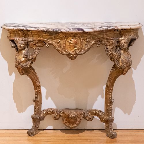LOUIS XV CARVED GILTWOOD CONSOLE,