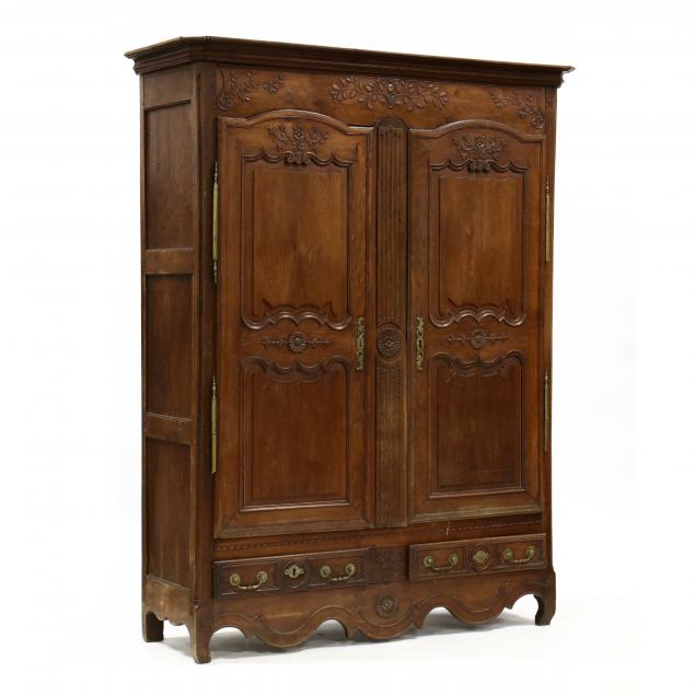 LOUIS XV CARVED OAK ARMOIRE 18th
