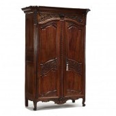 LOUIS XV CARVED WALNUT ARMOIRE