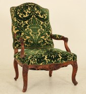 LOUIS XV CARVED WALNUT FAUTEUI