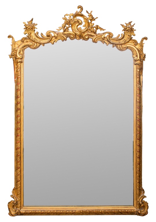 LOUIS XV FRENCH GILT WOOD MIROIR DE