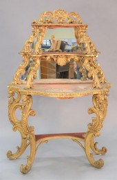 LOUIS XV GILT ETAGERE WITH MIR