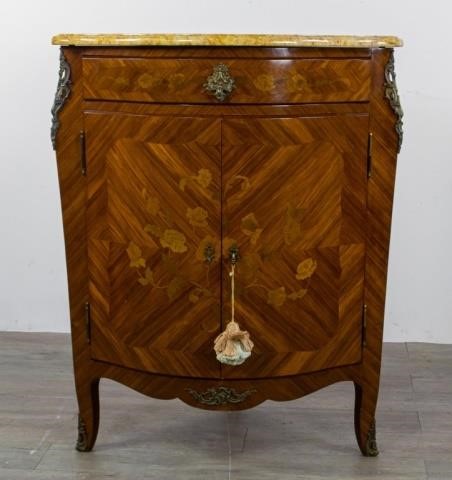 LOUIS XV MARBLE TOP CORNER CABINETA