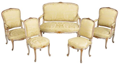 LOUIS XV PAINTED AND PARCEL GILT
