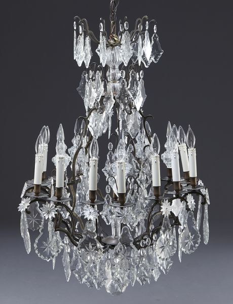 Louis XV style 15-light cut crystal