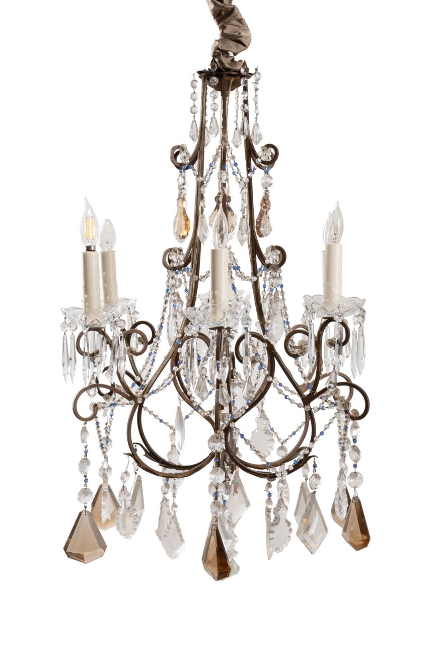 LOUIS XV STYLE 6 LIGHT CRYSTAL &